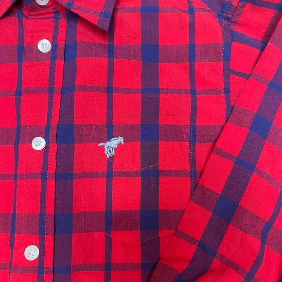 Wrangler boy small‎ (6/7) red and blue plaid button down shirt - Picture 4 of 6